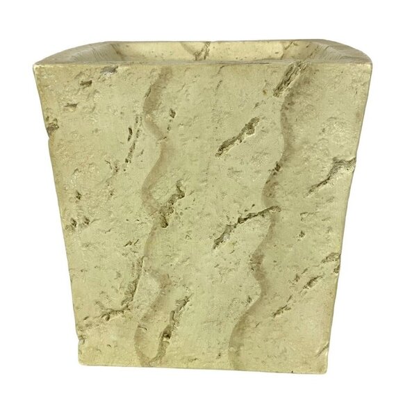 Faux Stone Tissue Box Cover Beige Square Handpainted Rustic Bathroom Decor - Picture 2 of 7